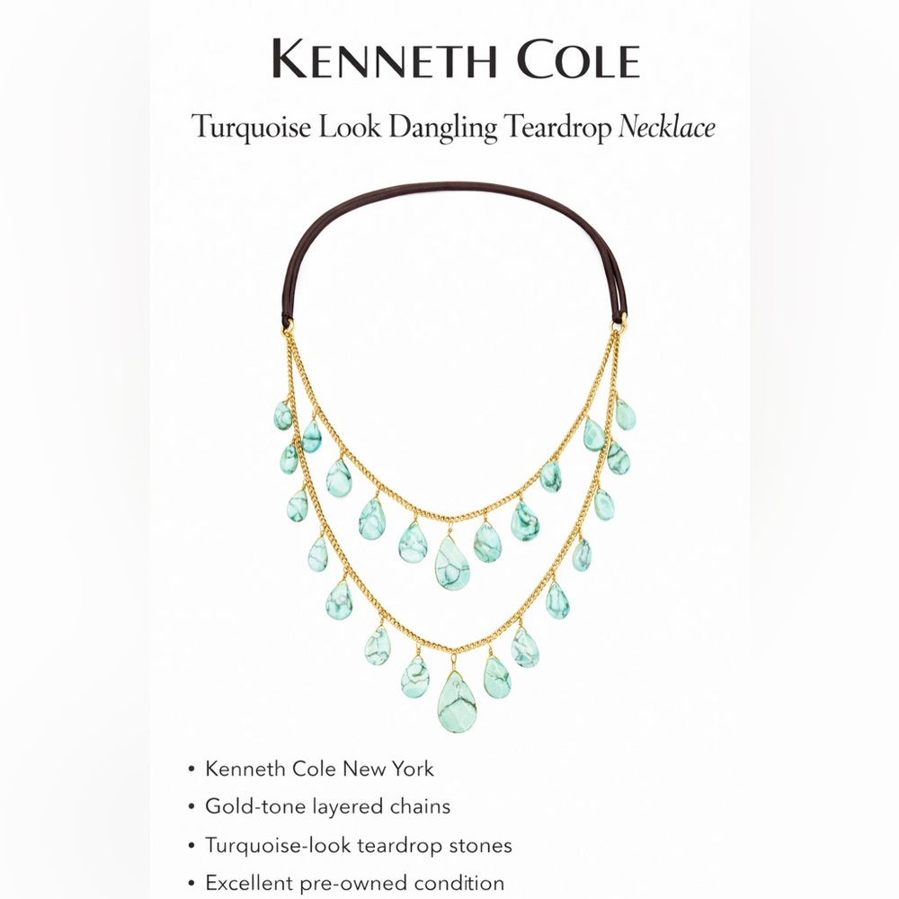 Kenneth Cole Gold and Aqua Teardrop Necklace